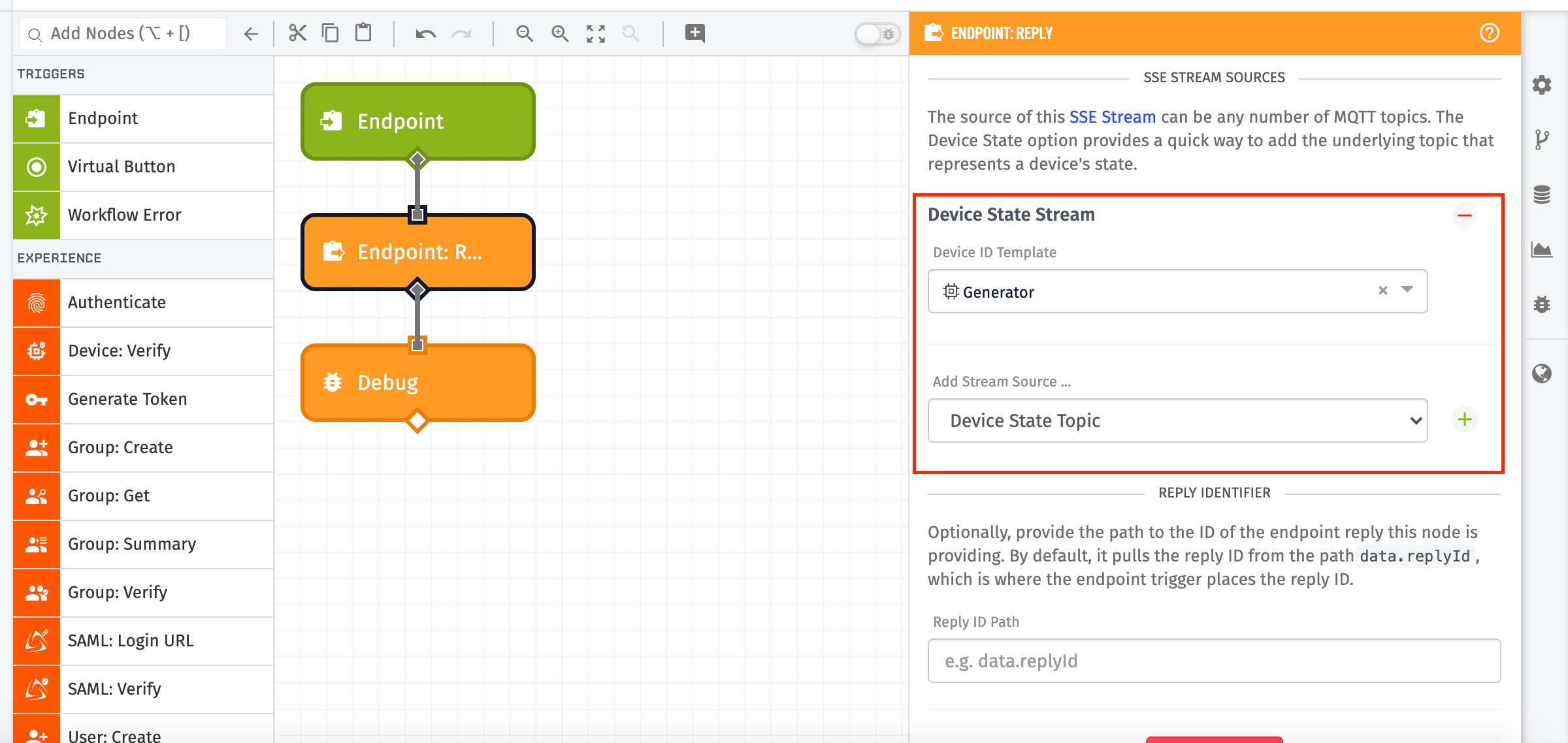 Endpoint Reply Node SSE Stream Config