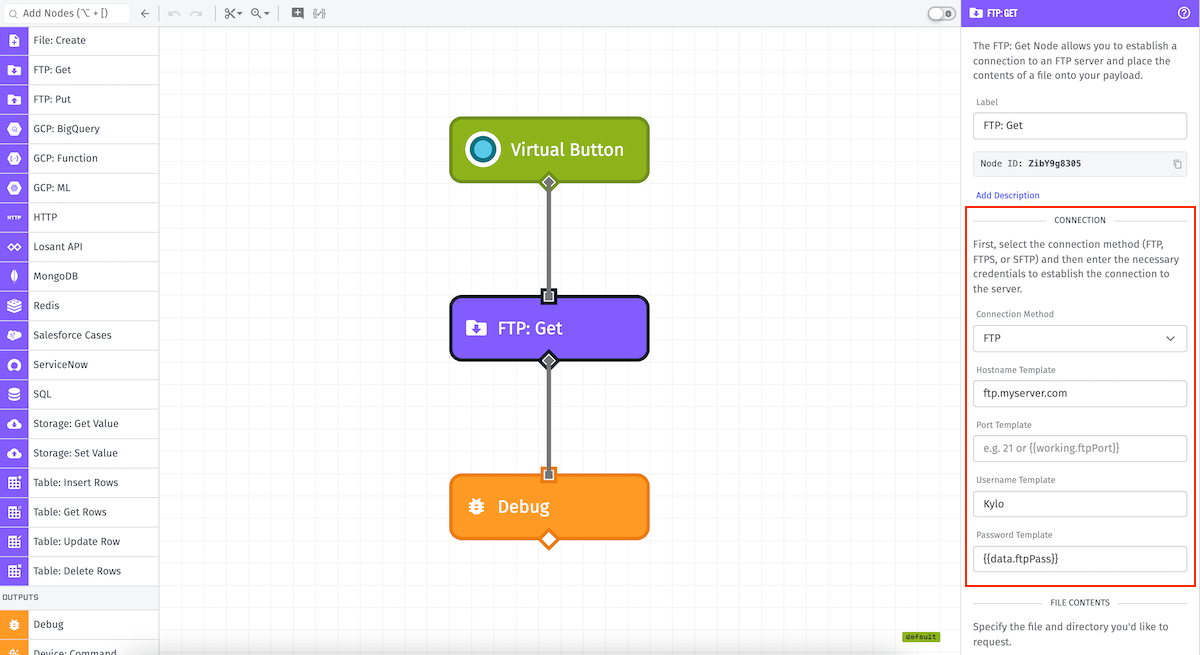 FTP: Get Node Credentials