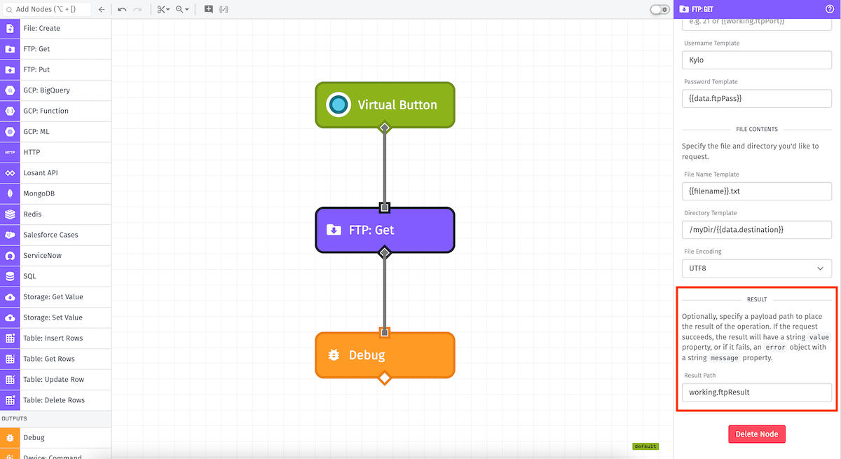 FTP: Get Node Output