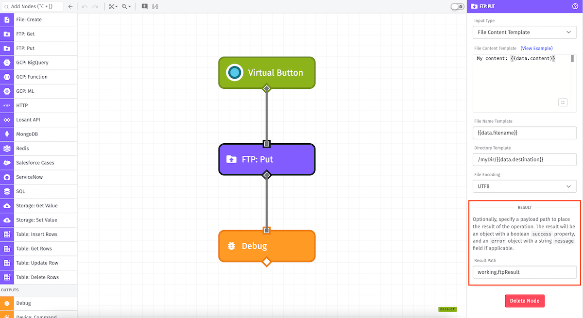 FTP: Put Node Output