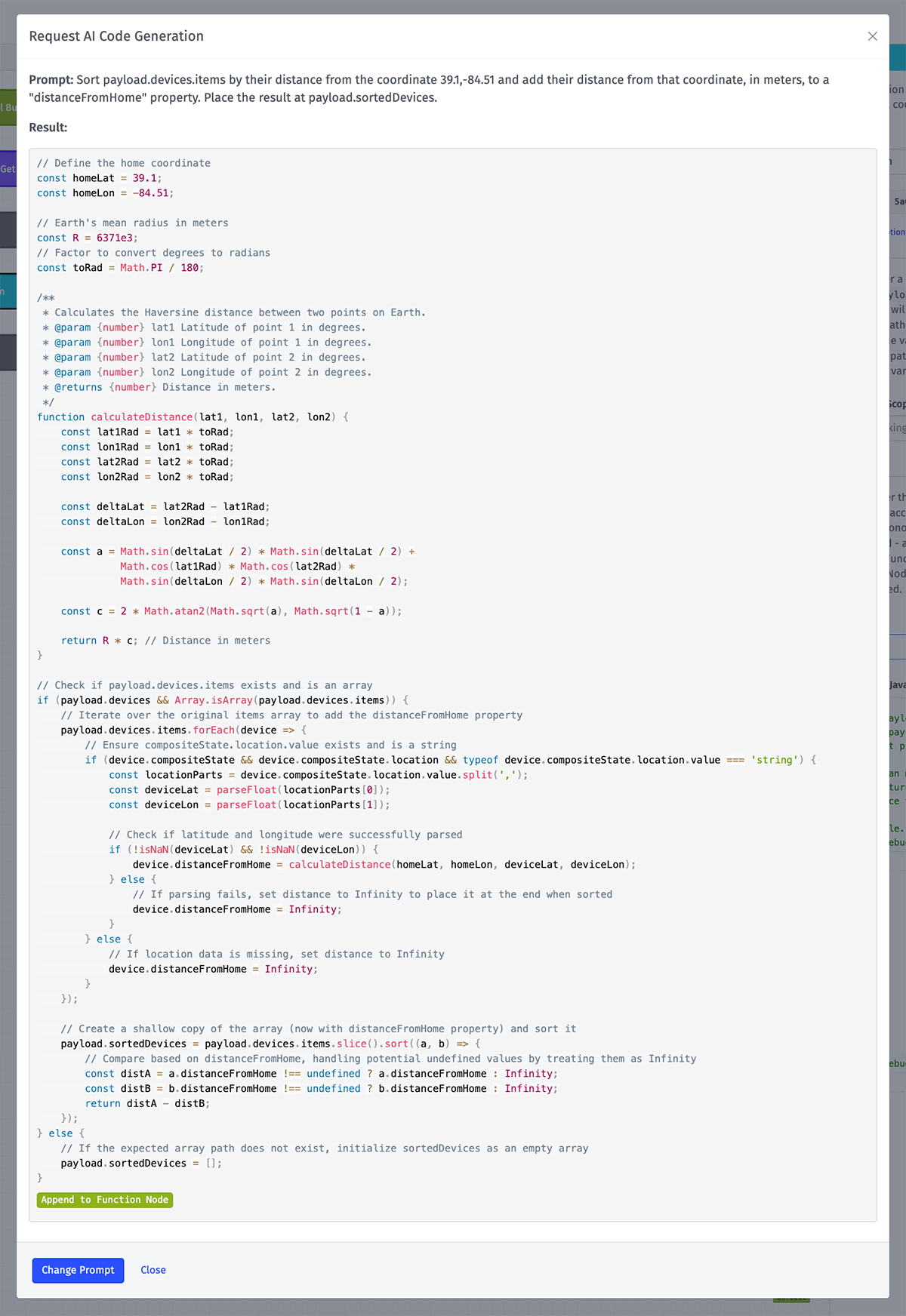 Function Node Generated Output