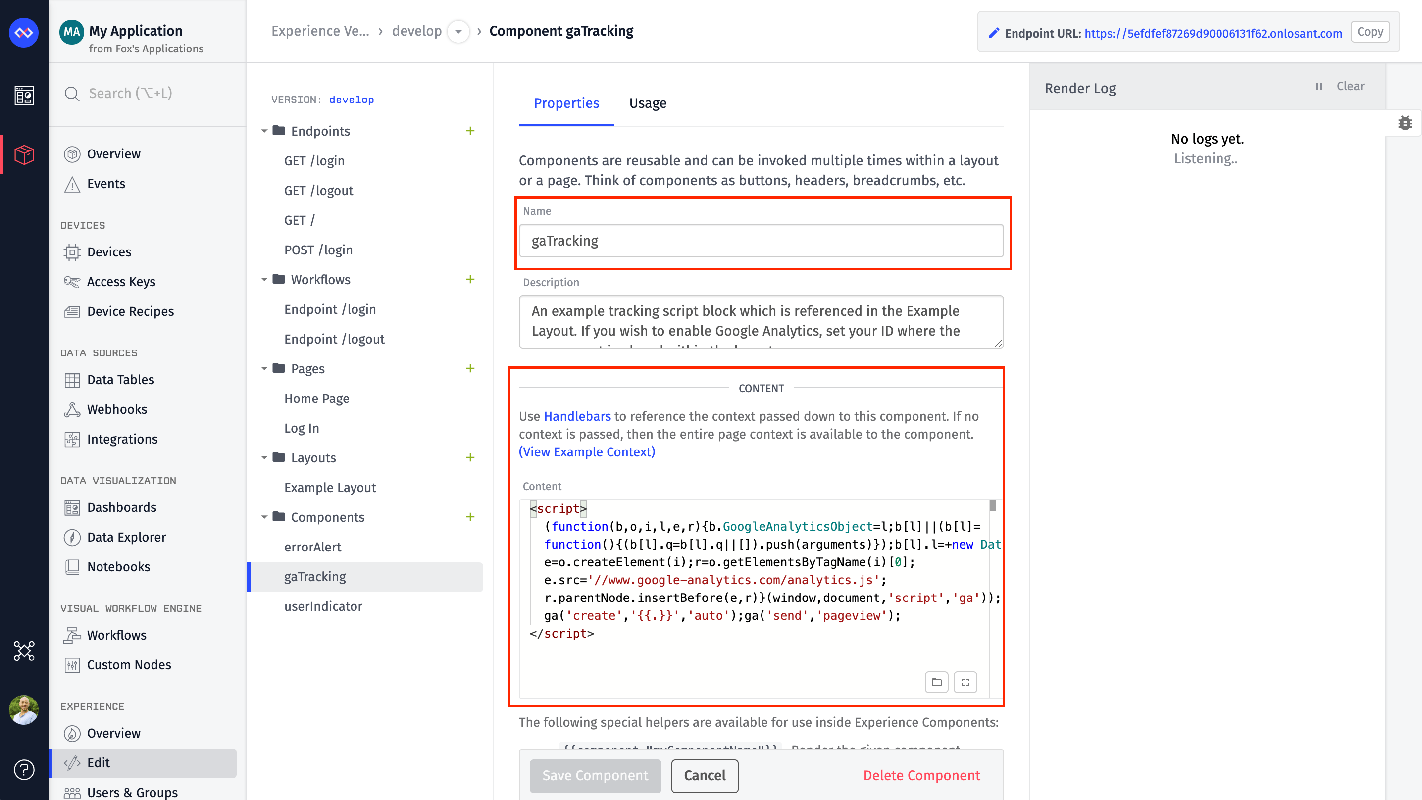 Google Analytics Tracking Component