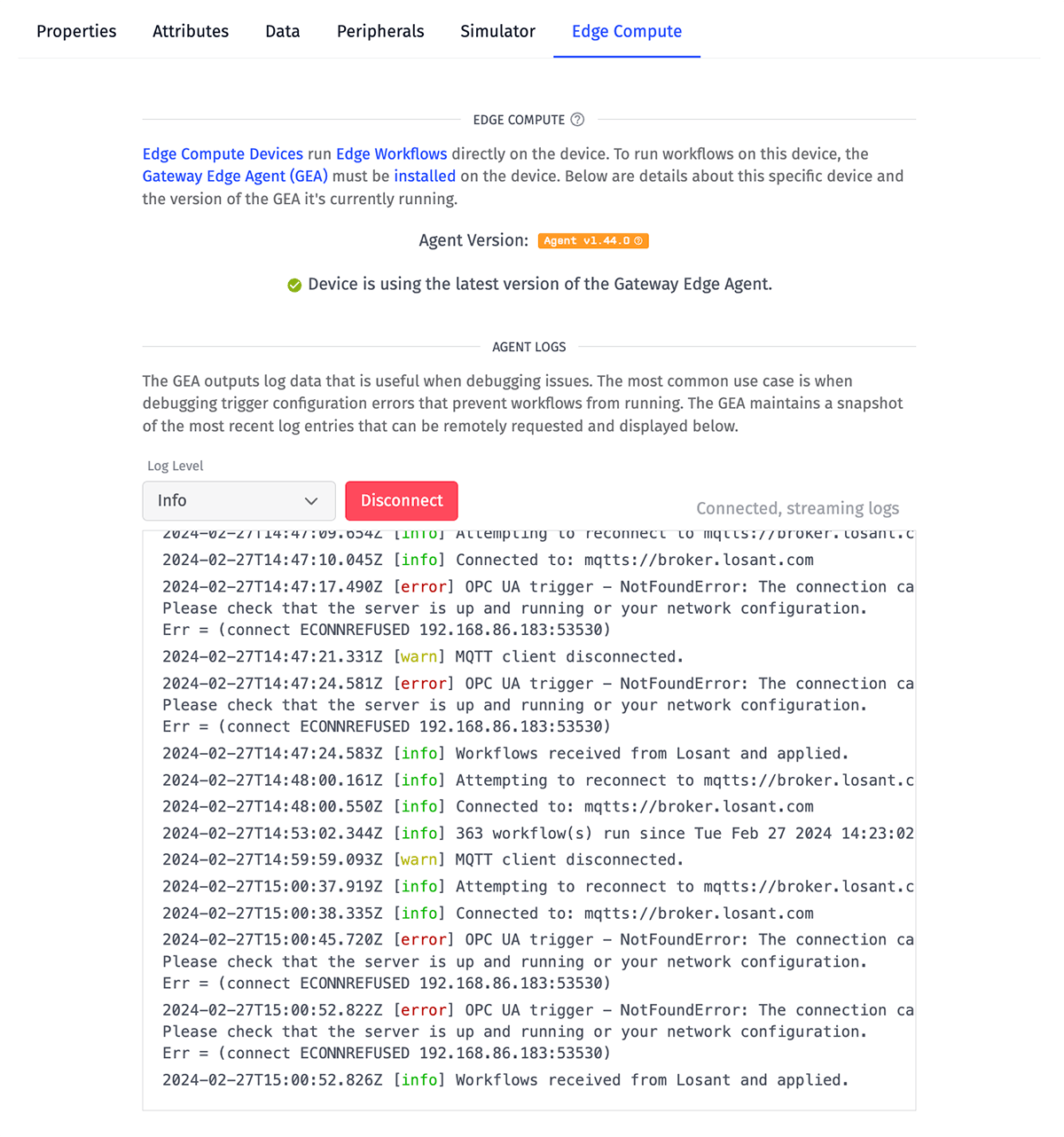 GEA Container Logs