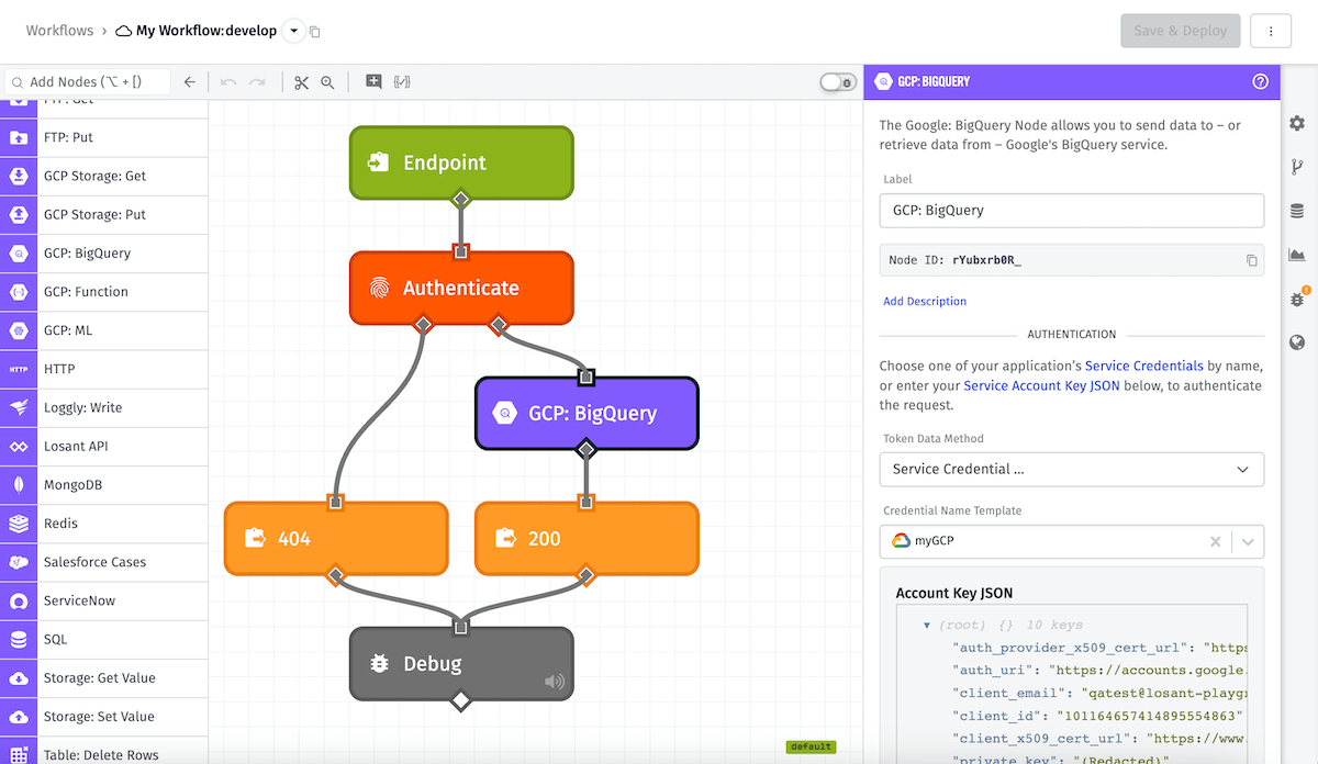 GCP: BigQuery Node