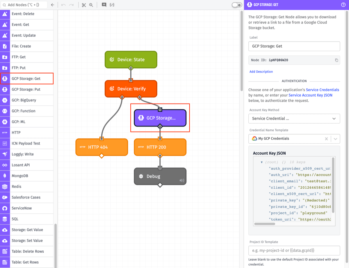 GCP Storage: Get Node