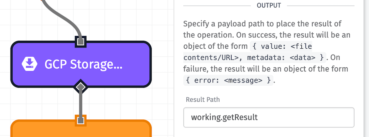 GCP Storage: Get Node Output