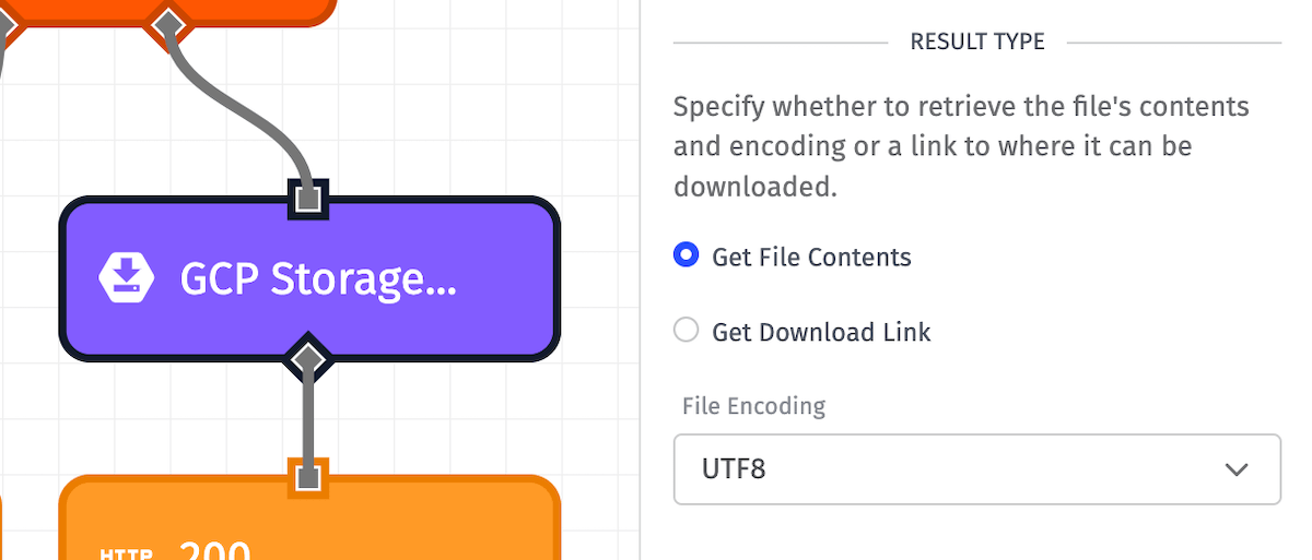 GCP Storage: Get Node Result Type