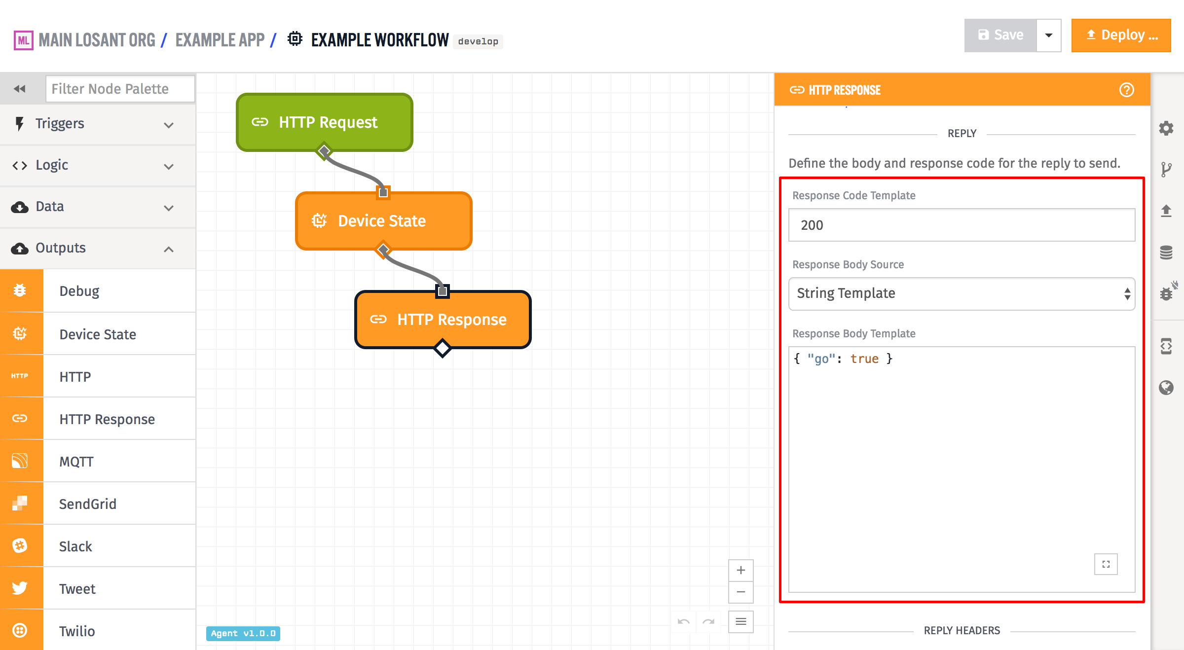 HTTP Response Node Config