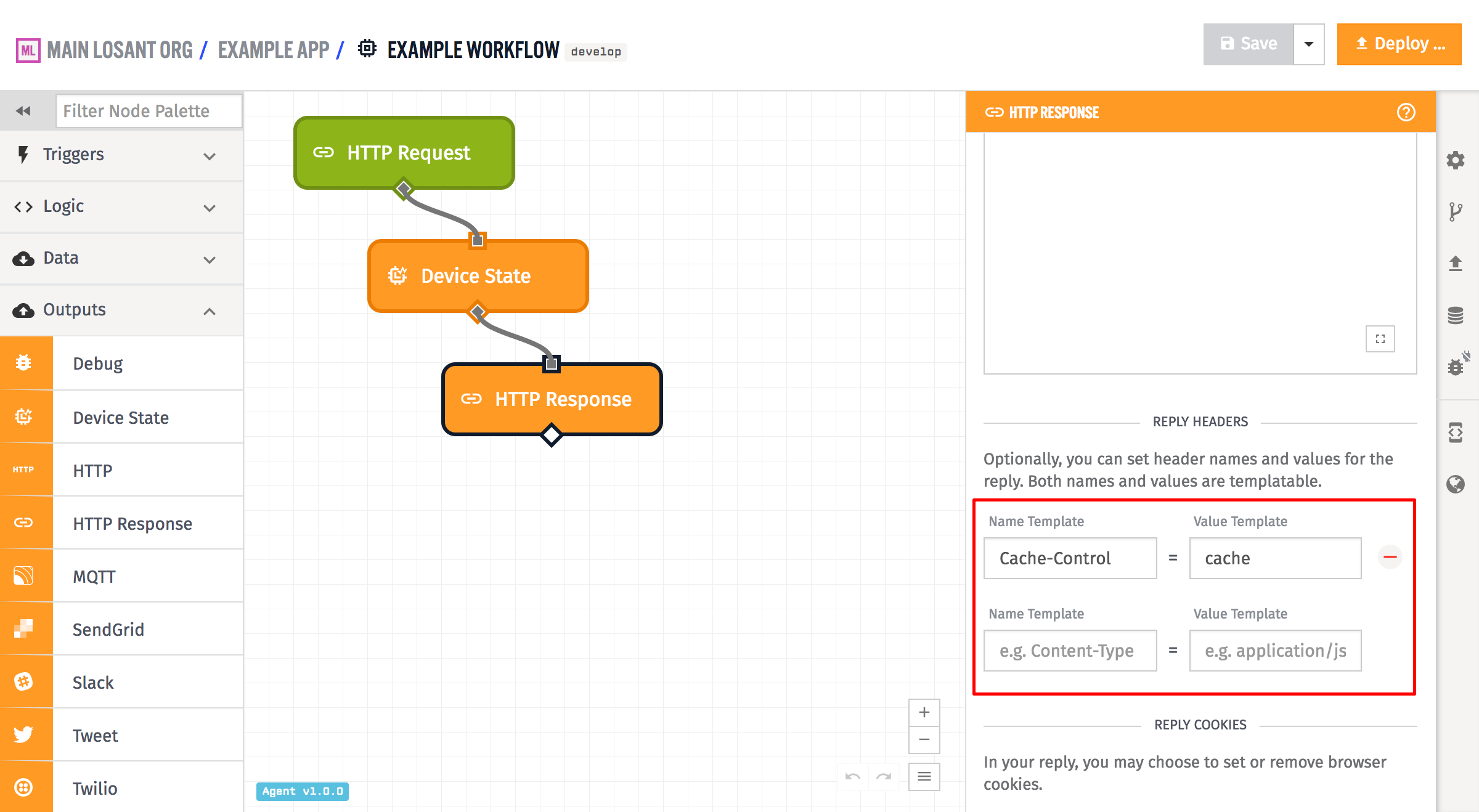 HTTP Response Node Header Config