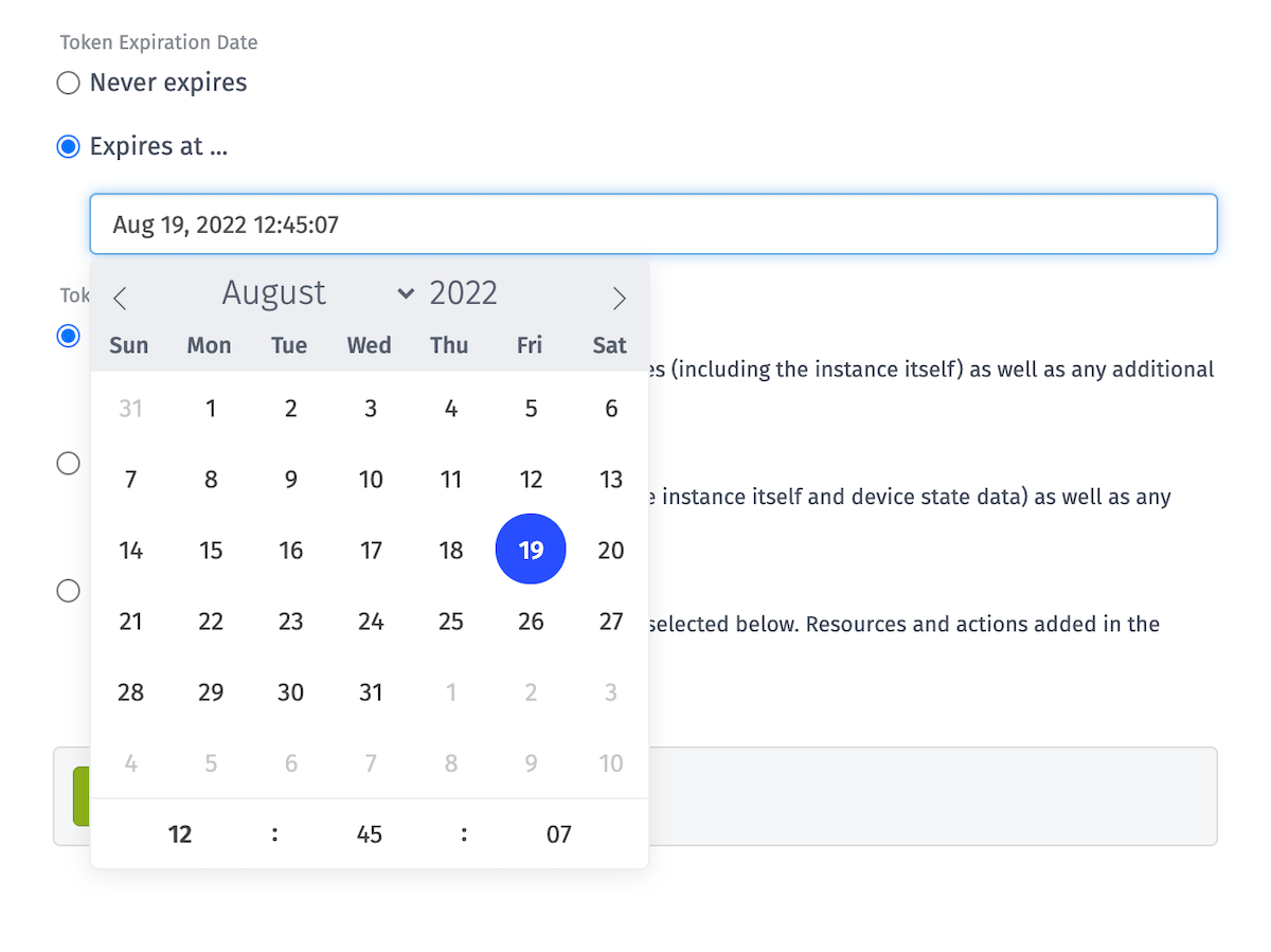Instance Token Expiration