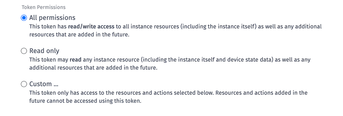 Instance Token Permissions