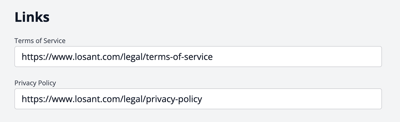Losant CPF Admin White Label Links