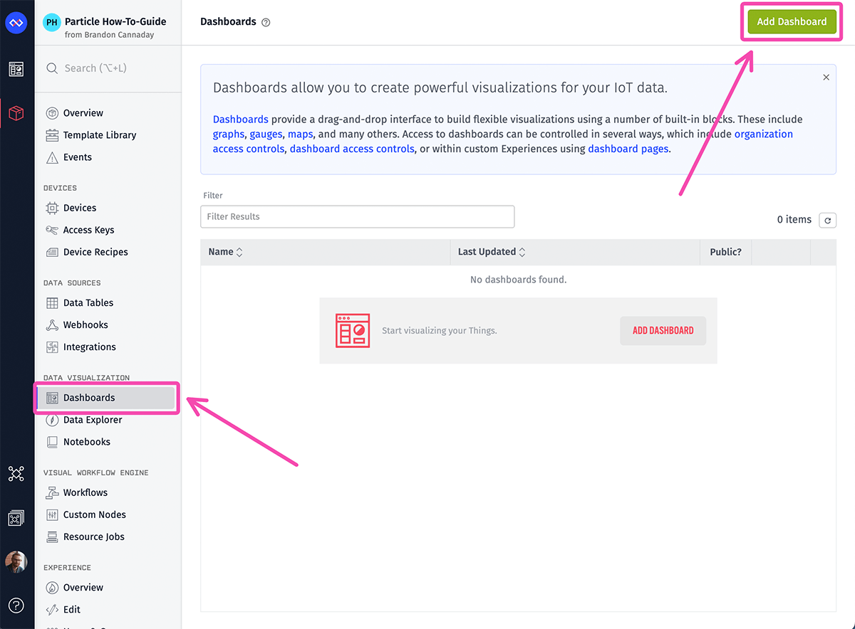Losant Create Dashboard