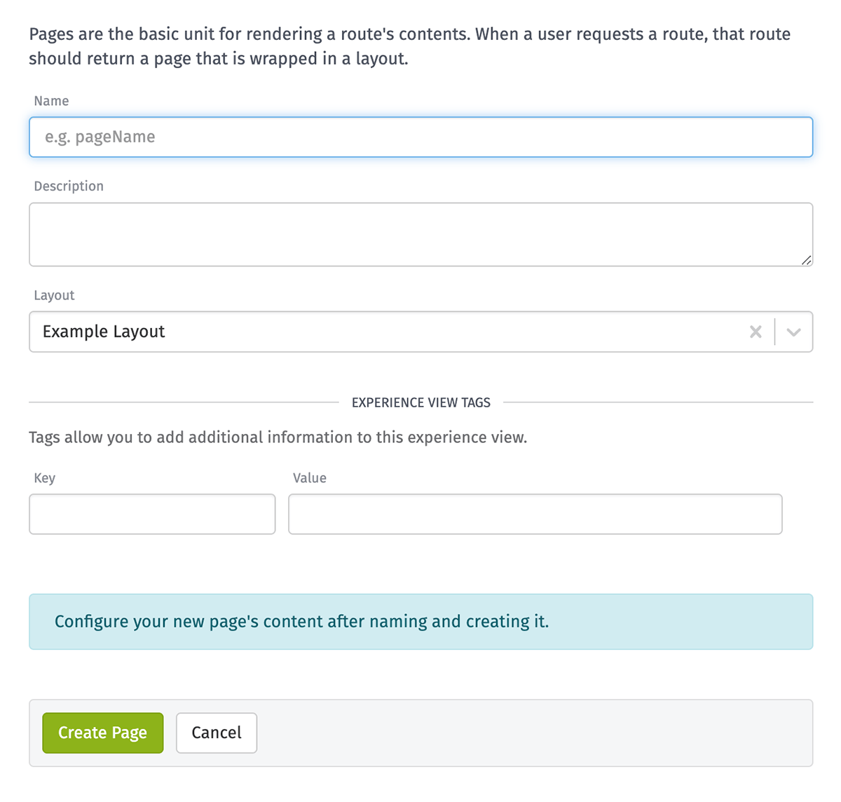 New Experience Page