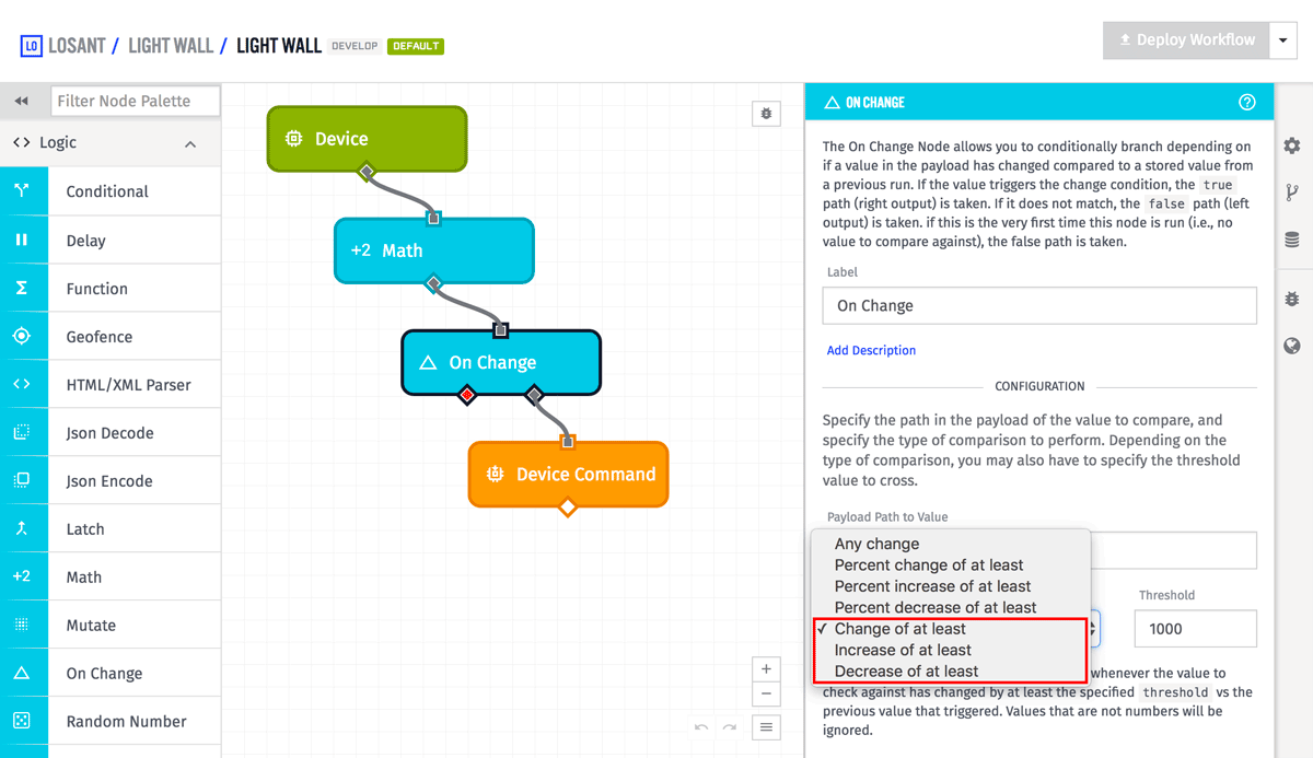 On Change Node Numerical Change