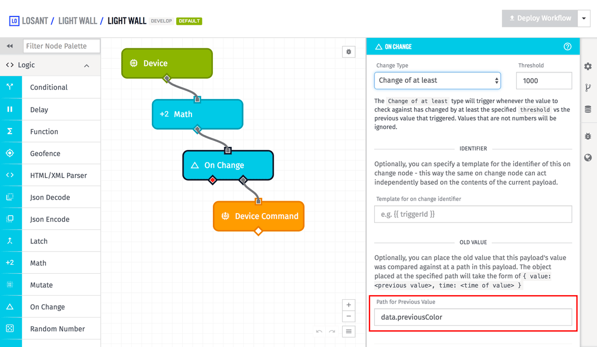 On Change Node Previous Value