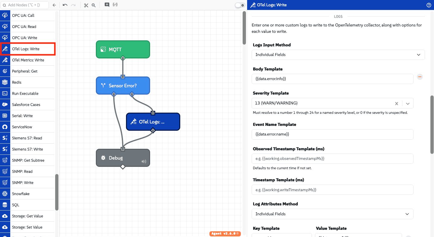 OTel Logs: Write Node
