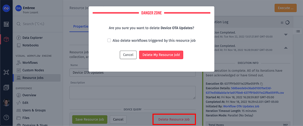 Resource Job Delete