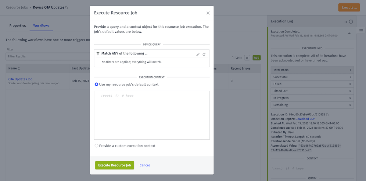 Resource Job Execute Modal