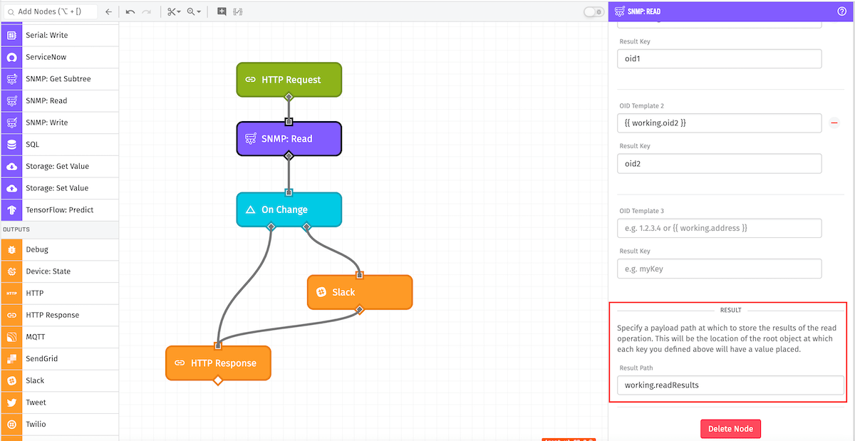 SNMP: Read Node Results Configuration