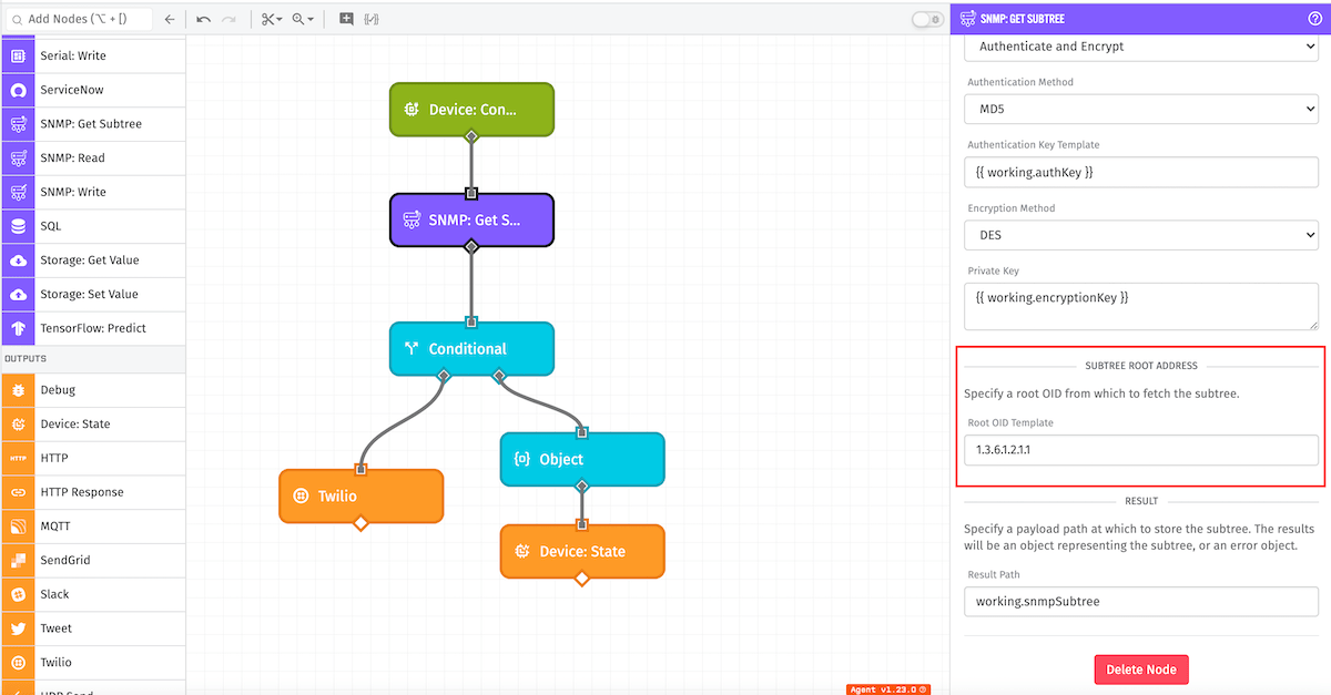 SNMP: Get Subtree Root OID Configuration