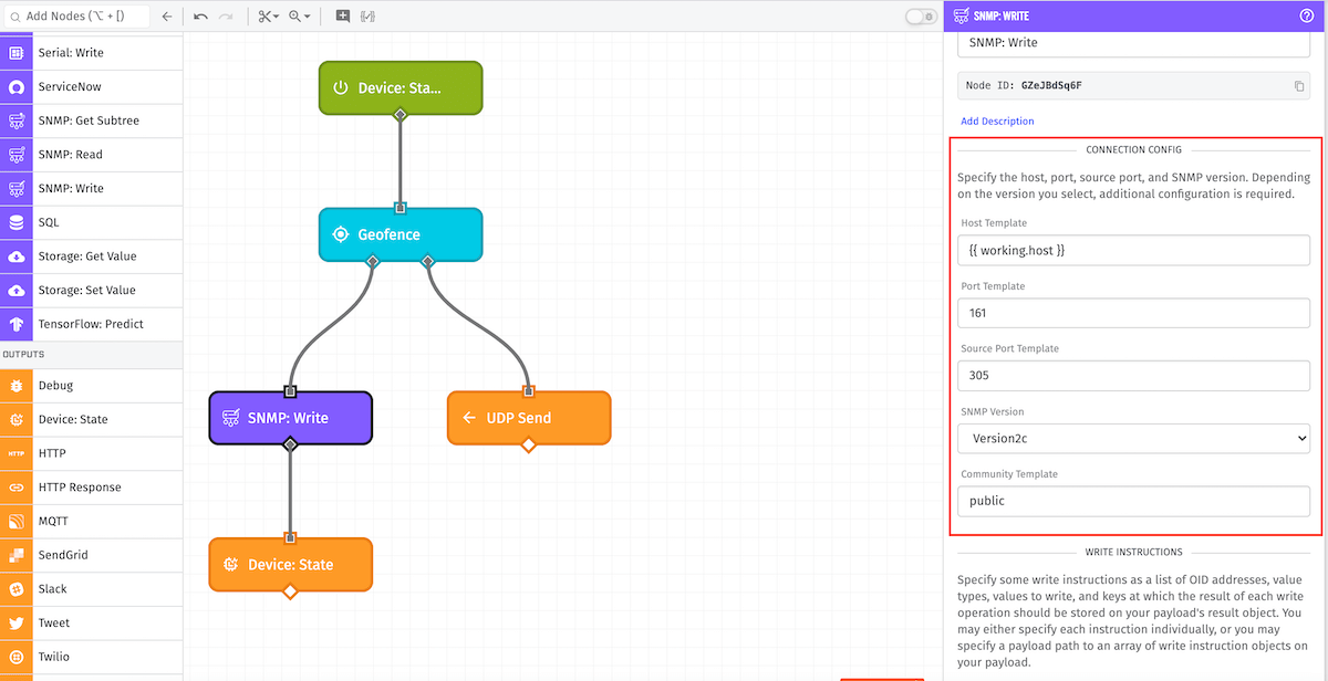 SNMP: Write Node Connection Configuration