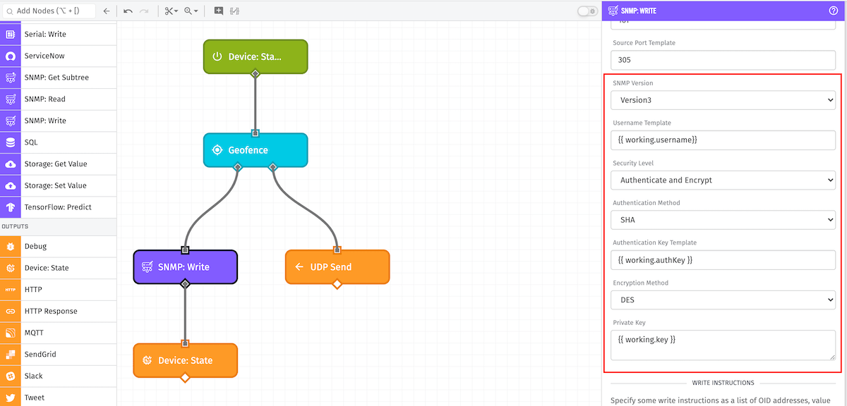 SNMP: Write Node Version 3 Configuration