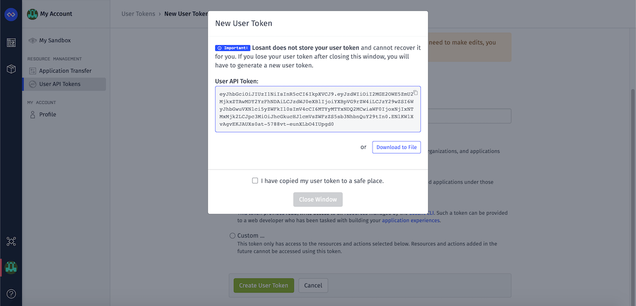 User Token Generated