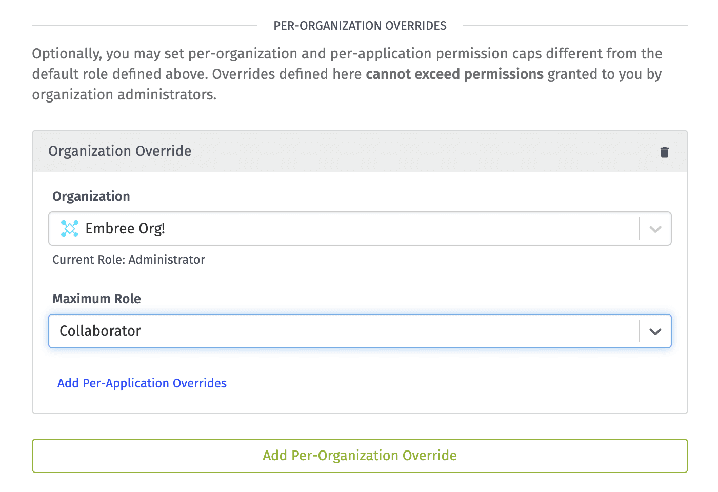 User Token Org Override