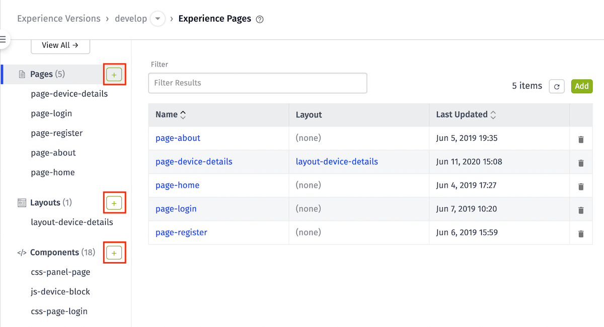 Create Experience View