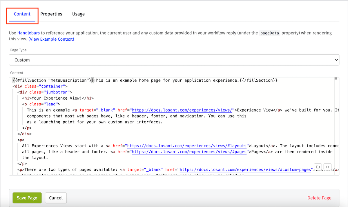 View Content Tab