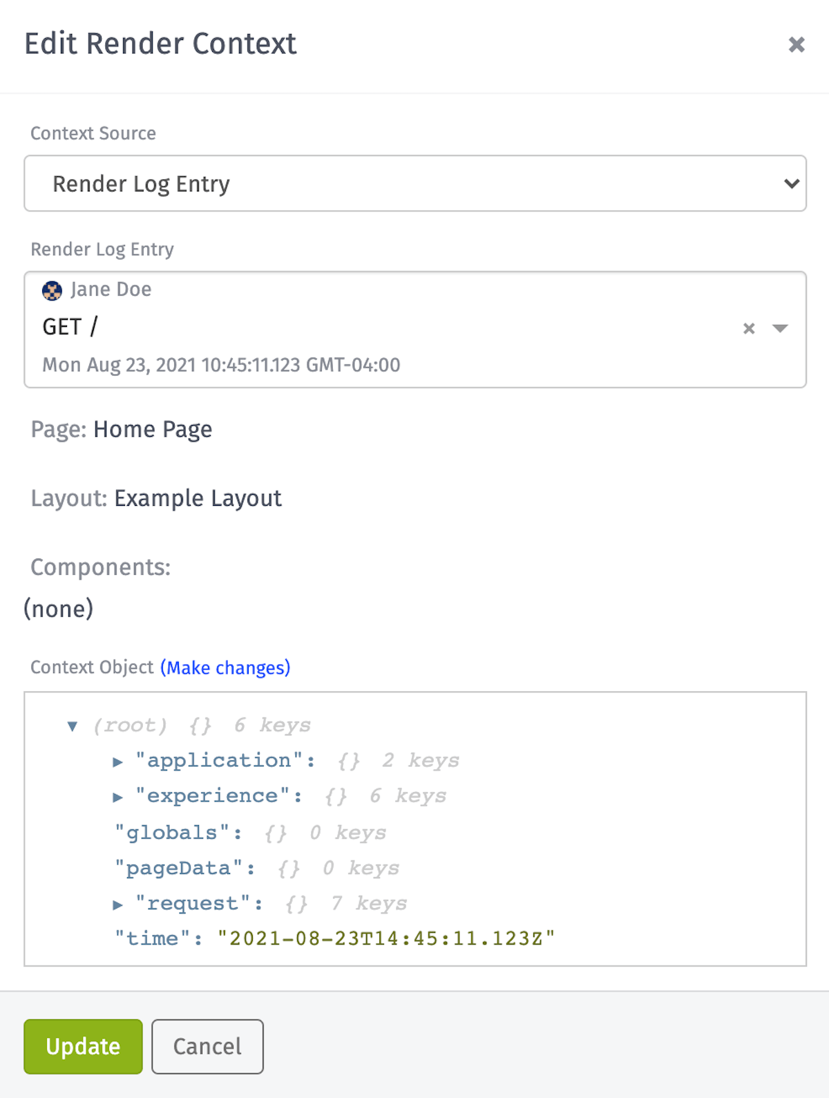 View Render Log Context