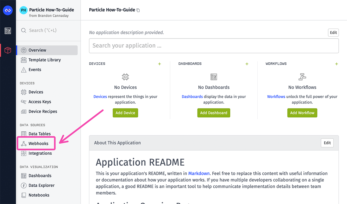 Webhook Nav Item