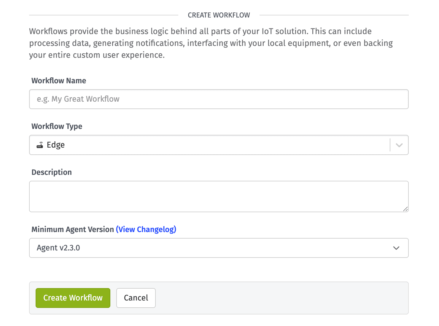 Create Workflow Settings